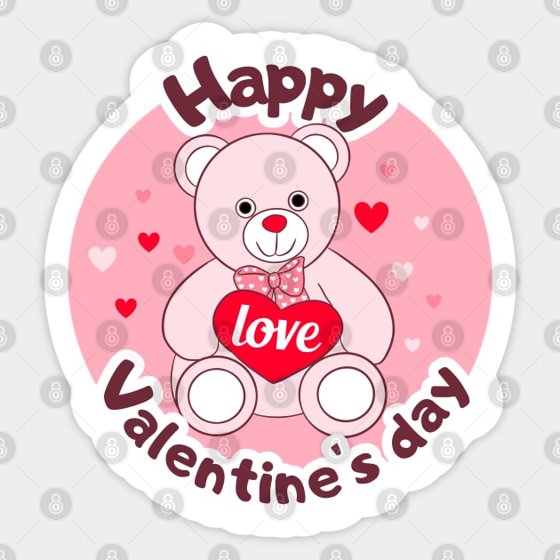 Happy valentines day cute Teddy Bear art Sticker by Yarafantasyart